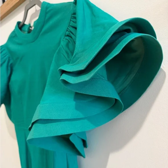 Green Designer Puff Sleeve Top - Picture 3 of 10